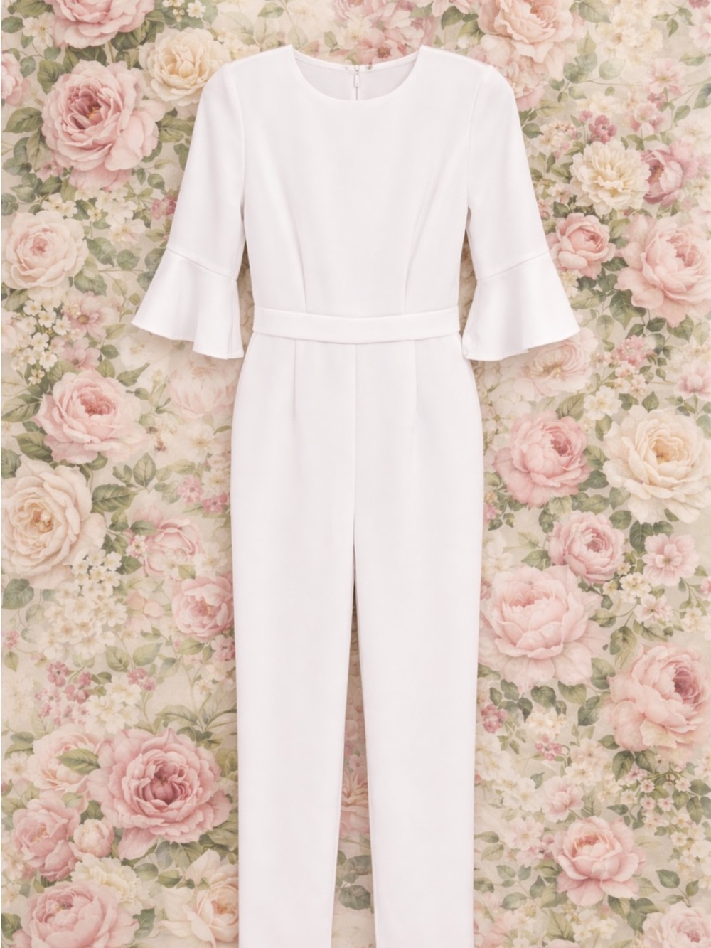 Women's White Bell-Sleeve Jumpsuit